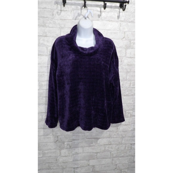 J. Jill Purple Long Sleeves Cowl‎ Neck Chenille Pullover Sweater Womens Size PS - Picture 1 of 16